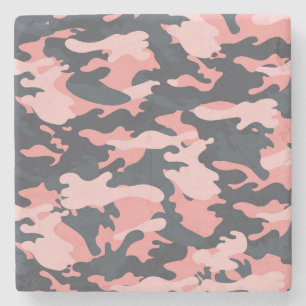 Pink Camouflage: Classic Vintage Pattern Stone Coaster