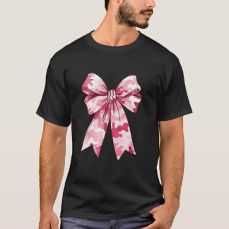 Pink Camouflage Coquette Bow Camo Cute Woman Girl T-Shirt