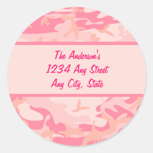 Pink Camouflage  Cusom Monogram Classic Round Sticker