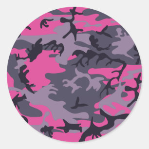 Pink camouflage design classic round sticker