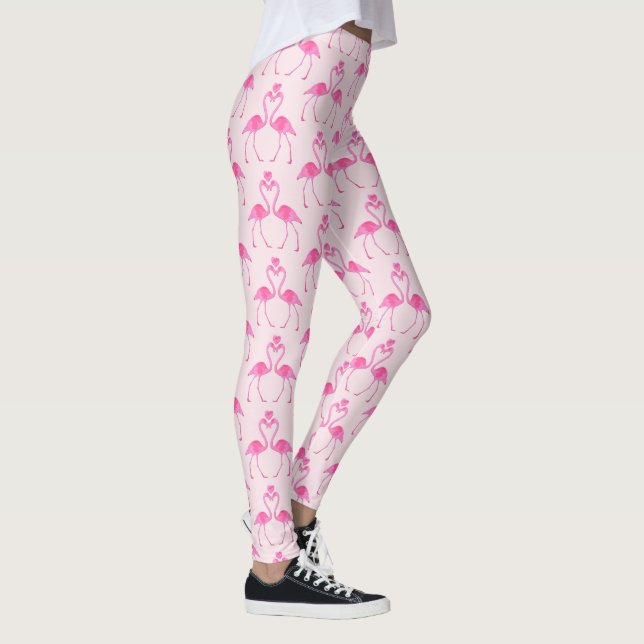 Pink Camouflage Flamingo Valentine's Day Leggings (Right)