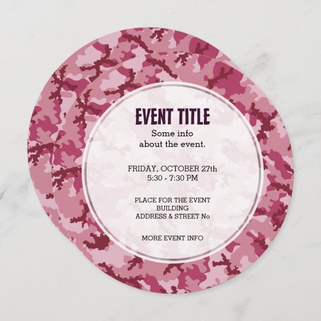 Pink camouflage invitation (Front/Back)