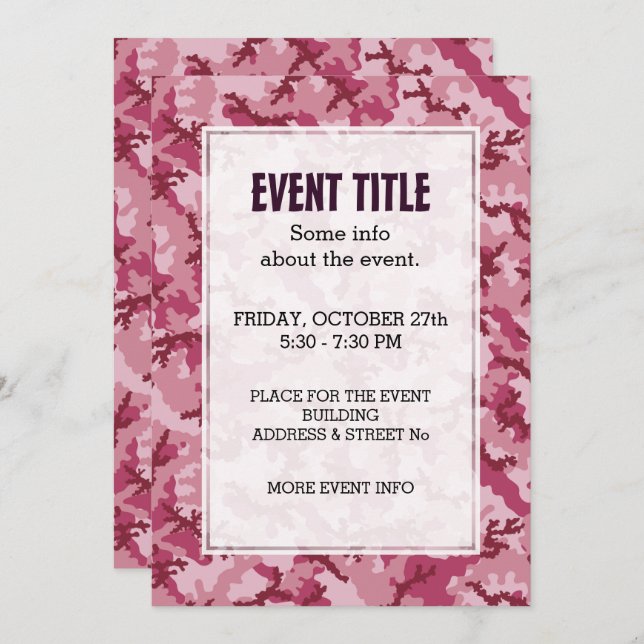 Pink camouflage invitation (Front/Back)