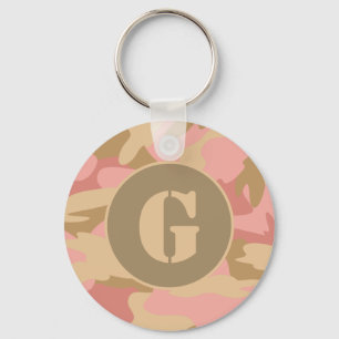 Pink Camouflage Letter G Custom Keychain