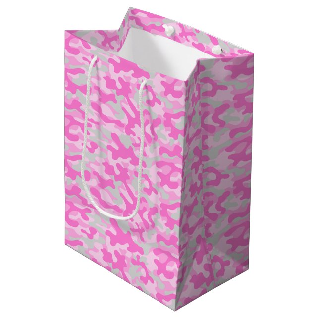 Pink Camouflage  Medium Gift Bag (Front Angled)