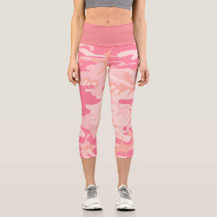 Pink Camouflage, Military, Army Capri Leggings