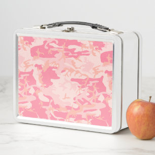 Pink Camouflage, Military, Army Metal Lunch Box