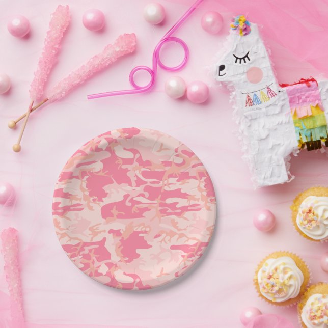 Pink Camouflage, Military, Army Paper Plate (Party)