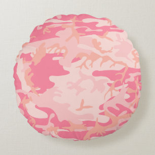 Pink Camouflage, Military, Army Round Cushion