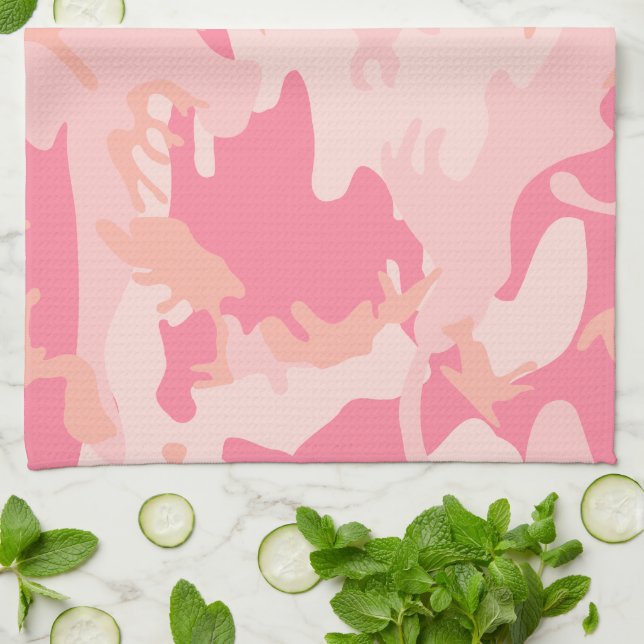 Pink Camouflage, Military, Army Tea Towel (Folded)