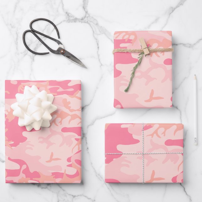 Pink Camouflage, Military, Army Wrapping Paper Sheet (Front)