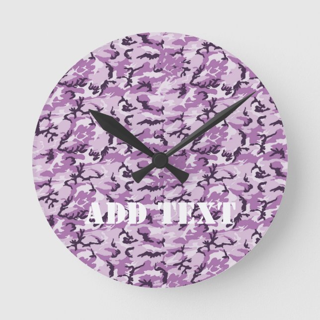 Pink Camouflage Military Pattern Round Clock (Front)