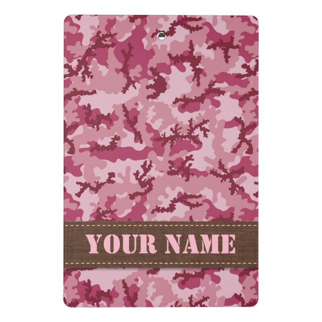 Pink camouflage mini clipboard (Back)