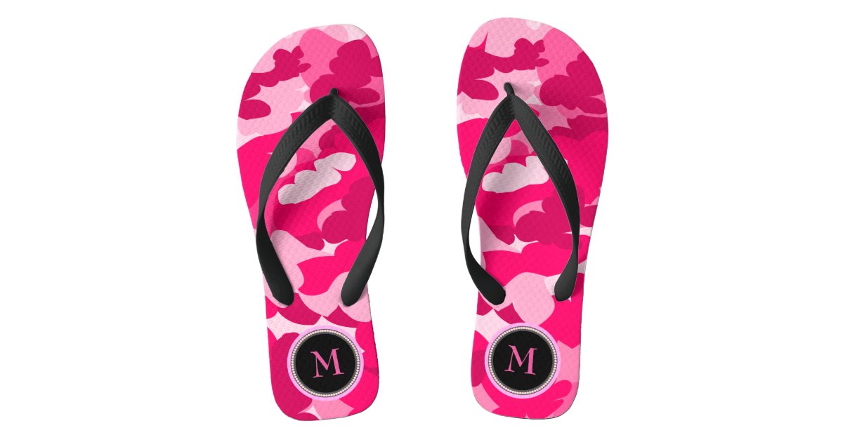 Pink camouflage monogram thongs