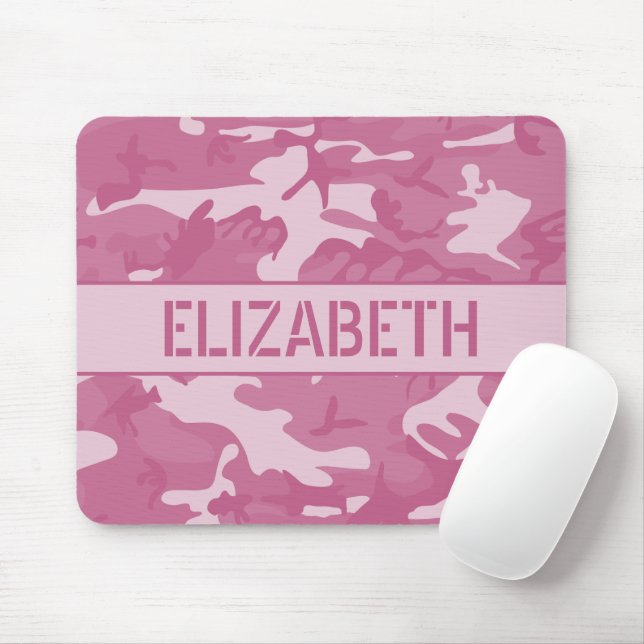 Pink Camouflage Monogrammed Mouse Pad (With Mouse)