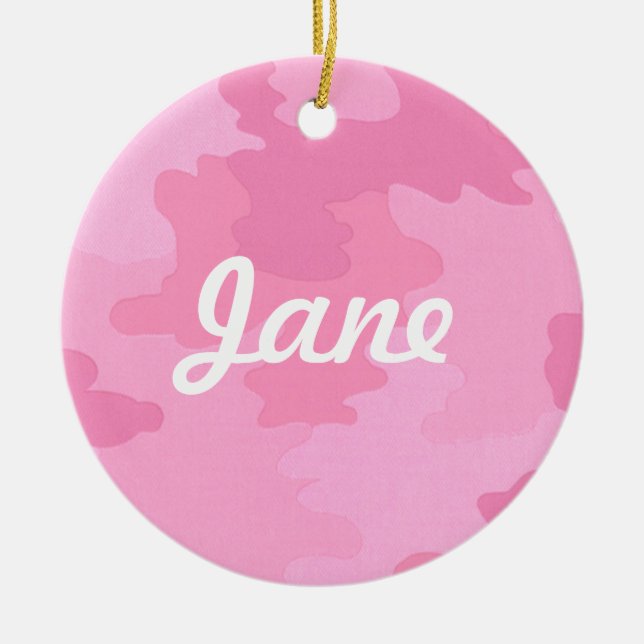 Pink Camouflage Name Ornament (Front)