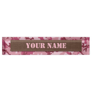 Pink camouflage nameplate