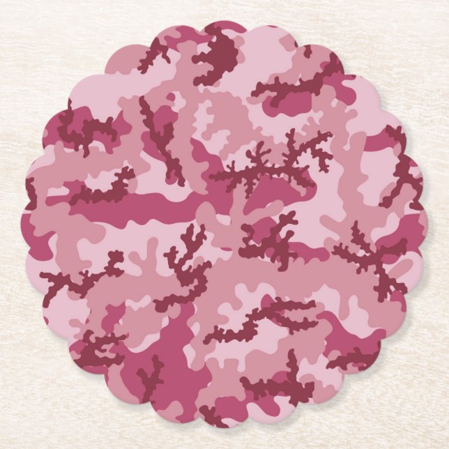 Pink camouflage paper coaster (Front)