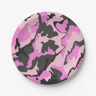 pink camouflage paper plate