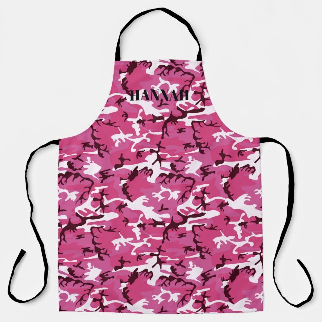 Pink Camouflage Pattern Personalised Apron (Front)