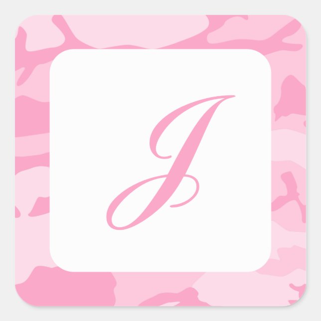 Pink Camouflage Pattern Square Sticker (Front)