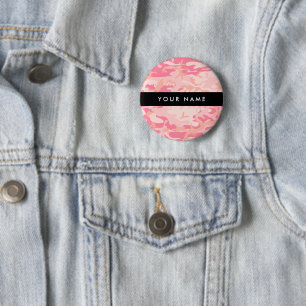 Pink Camouflage Pattern, Your name, Personalise 6 Cm Round Badge