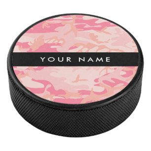 Pink Camouflage Pattern, Your name, Personalise Hockey Puck