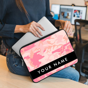 Pink Camouflage Pattern, Your name, Personalise Laptop Sleeve