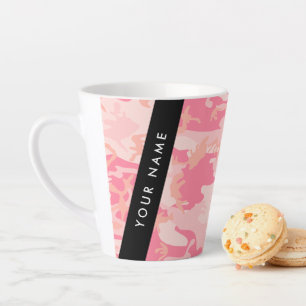 Pink Camouflage Pattern, Your name, Personalise Latte Mug