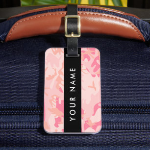 Pink Camouflage Pattern, Your name, Personalise Luggage Tag