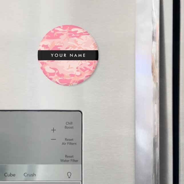 Pink Camouflage Pattern, Your name, Personalise Magnet (In Situ (Fridge))