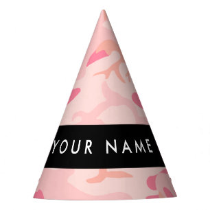Pink Camouflage Pattern, Your name, Personalise Party Hat