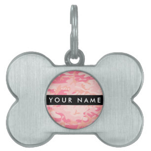 Pink Camouflage Pattern, Your name, Personalise Pet ID Tag