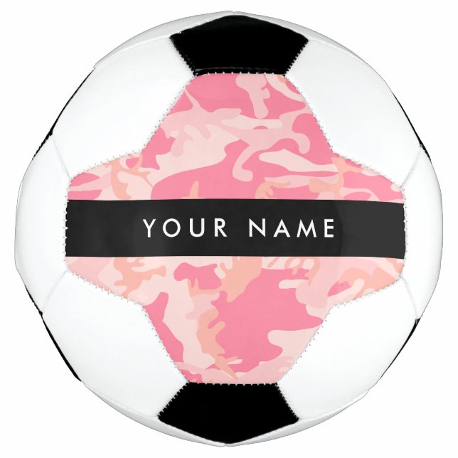 Pink Camouflage Pattern, Your name, Personalise Soccer Ball (Front)