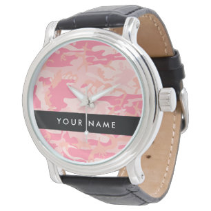 Pink Camouflage Pattern, Your name, Personalise Watch