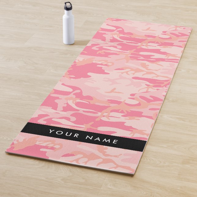 Pink Camouflage Pattern, Your name, Personalise Yoga Mat (In Situ)