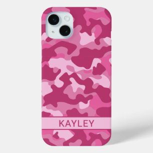 Pink Camouflage Personalised iPhone 15 Mini Case