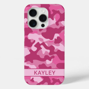 Pink Camouflage Personalised iPhone 15 Pro Case