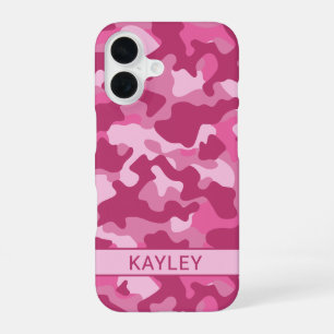 Pink Camouflage Personalised iPhone 16 Case
