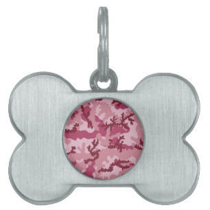 Pink camouflage pet ID tag