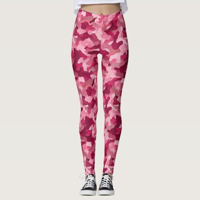Pink Camouflage Print Leggings (Front)