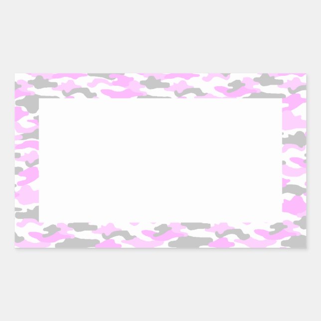 Pink camouflage rectangular sticker (Front)