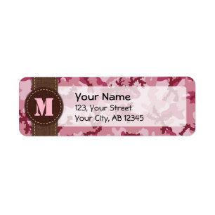 Pink camouflage return address label