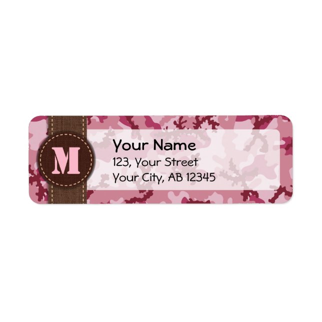 Pink camouflage return address label (Front)