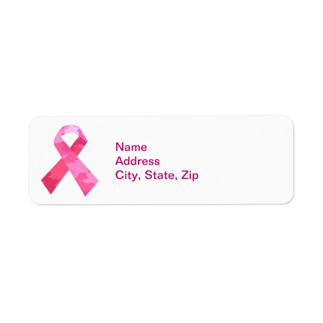 Pink Camouflage Ribbon Address Labels (Front)