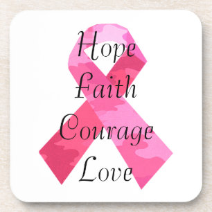 Pink Camouflage Ribbon Faith Coasters
