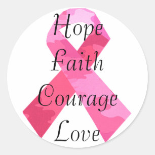 Pink Camouflage Ribbon Faith Stickers