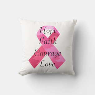 Pink Camouflage Ribbon Faith Throw Pillow