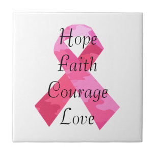 Pink Camouflage Ribbon Faith Tile