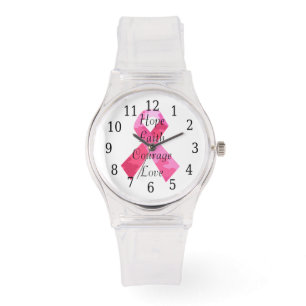 Pink Camouflage Ribbon Faith Watch